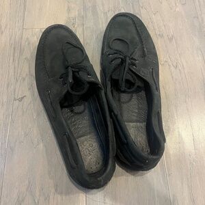 Men’s Sperry Top Siders Boat Shoes Black Leather Size 9